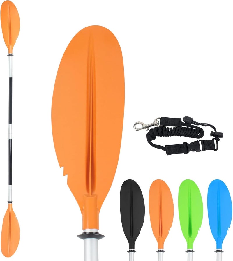 DEDU Kayak Paddle, Boat Paddle 88in 4 Piece Fishing Kayak Paddle, Kayak Oars Paddles Adjustable Lightweight Detachable Aluminum Alloy Shaft with Paddle Leash for Adult - Image 1